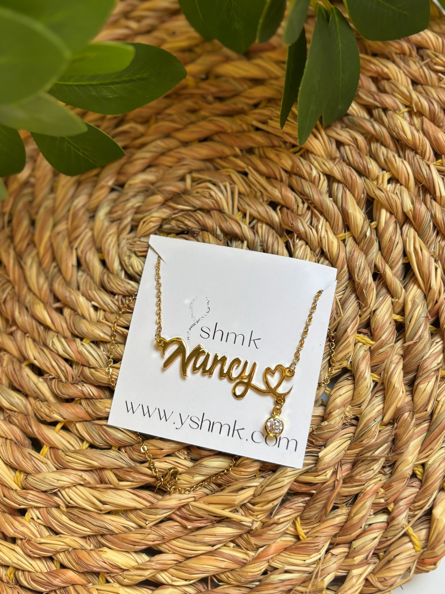 Heart name necklace