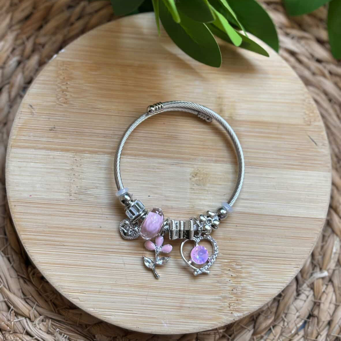Pink flower bangle