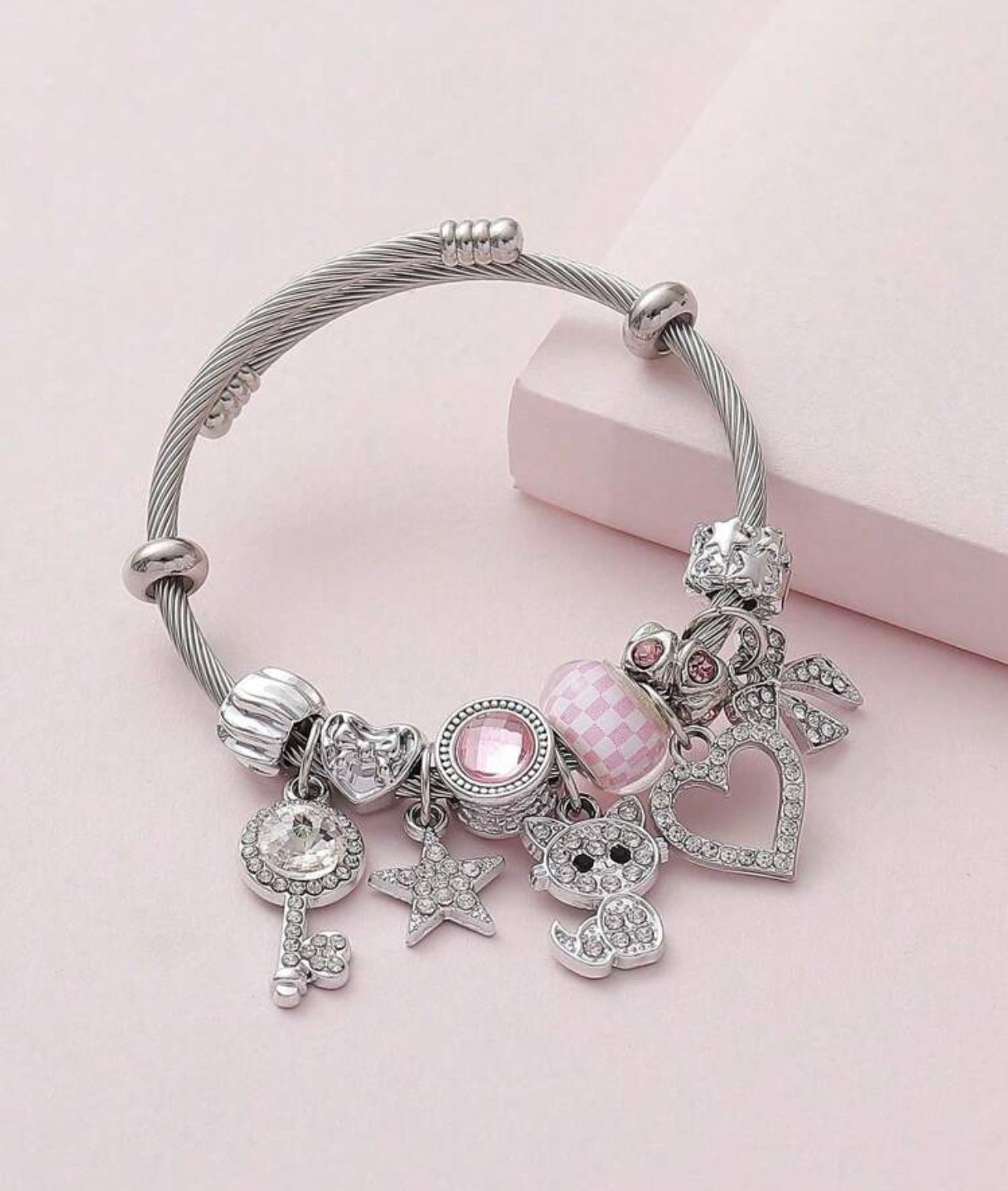 Cat charm bangle