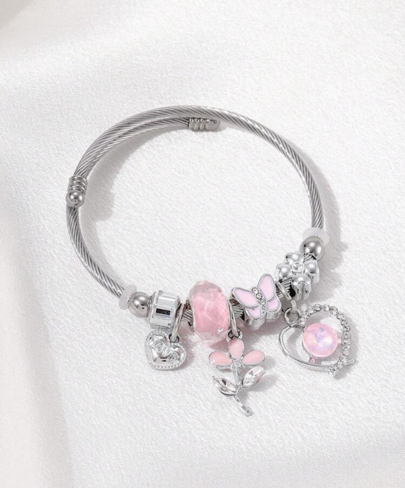 Pink flower bangle