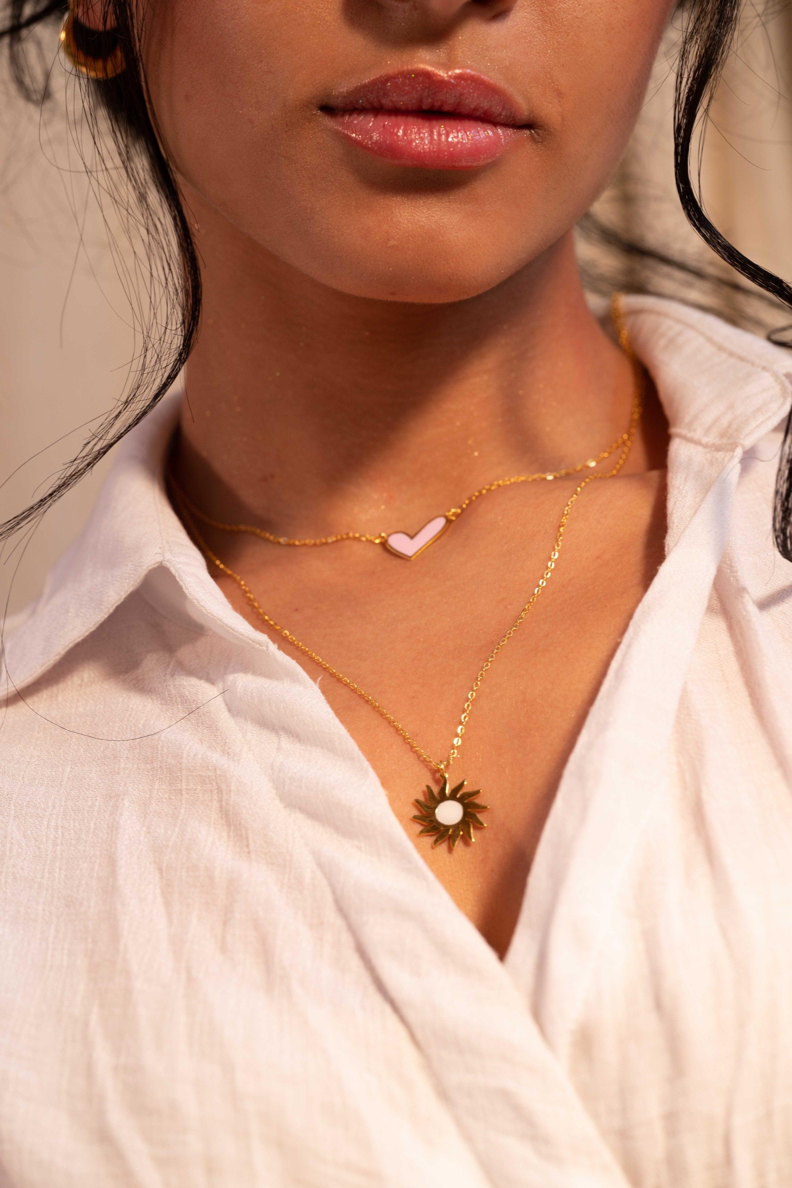 Heart With Sun Necklace - Yshmk