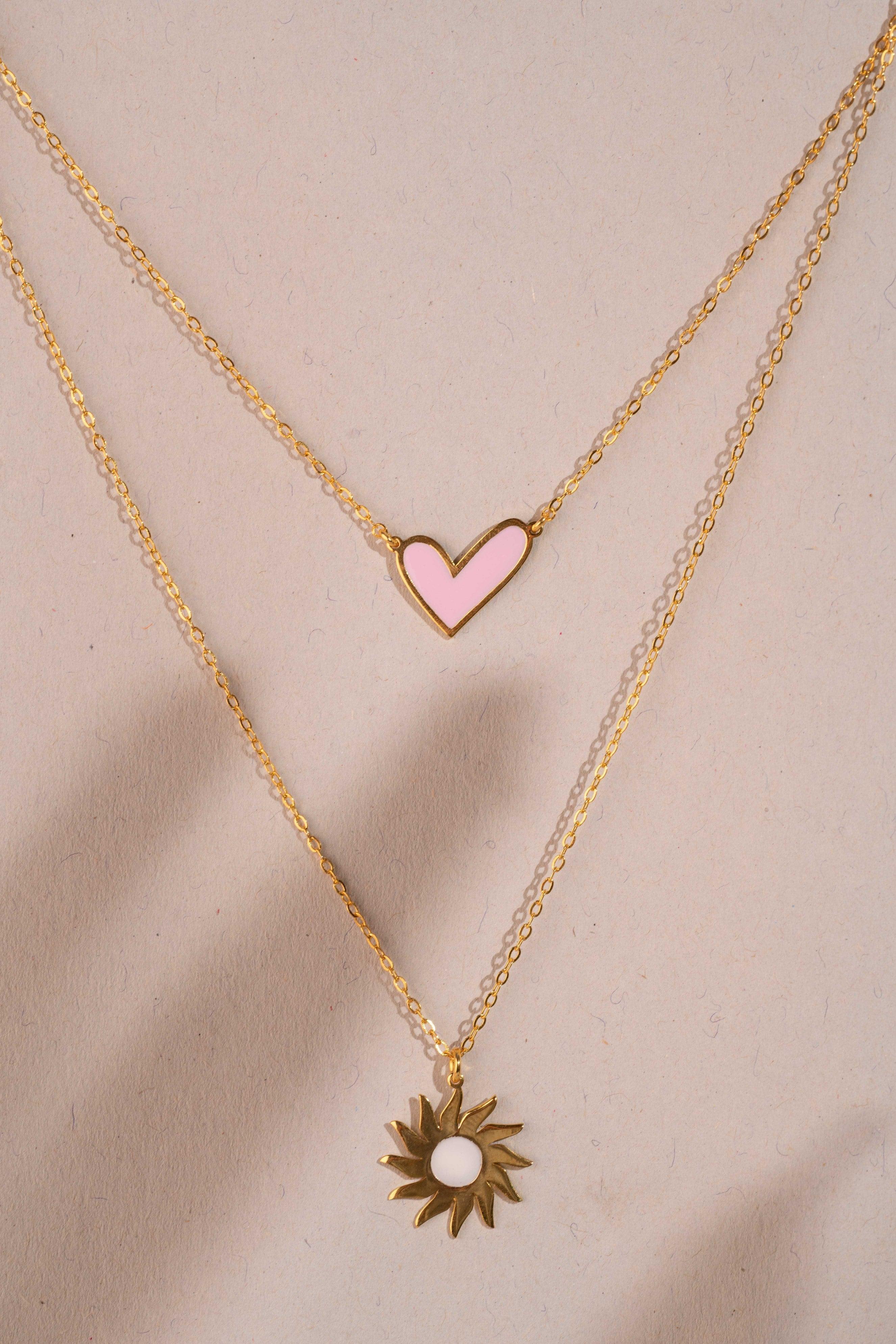 Heart With Sun Necklace - Yshmk