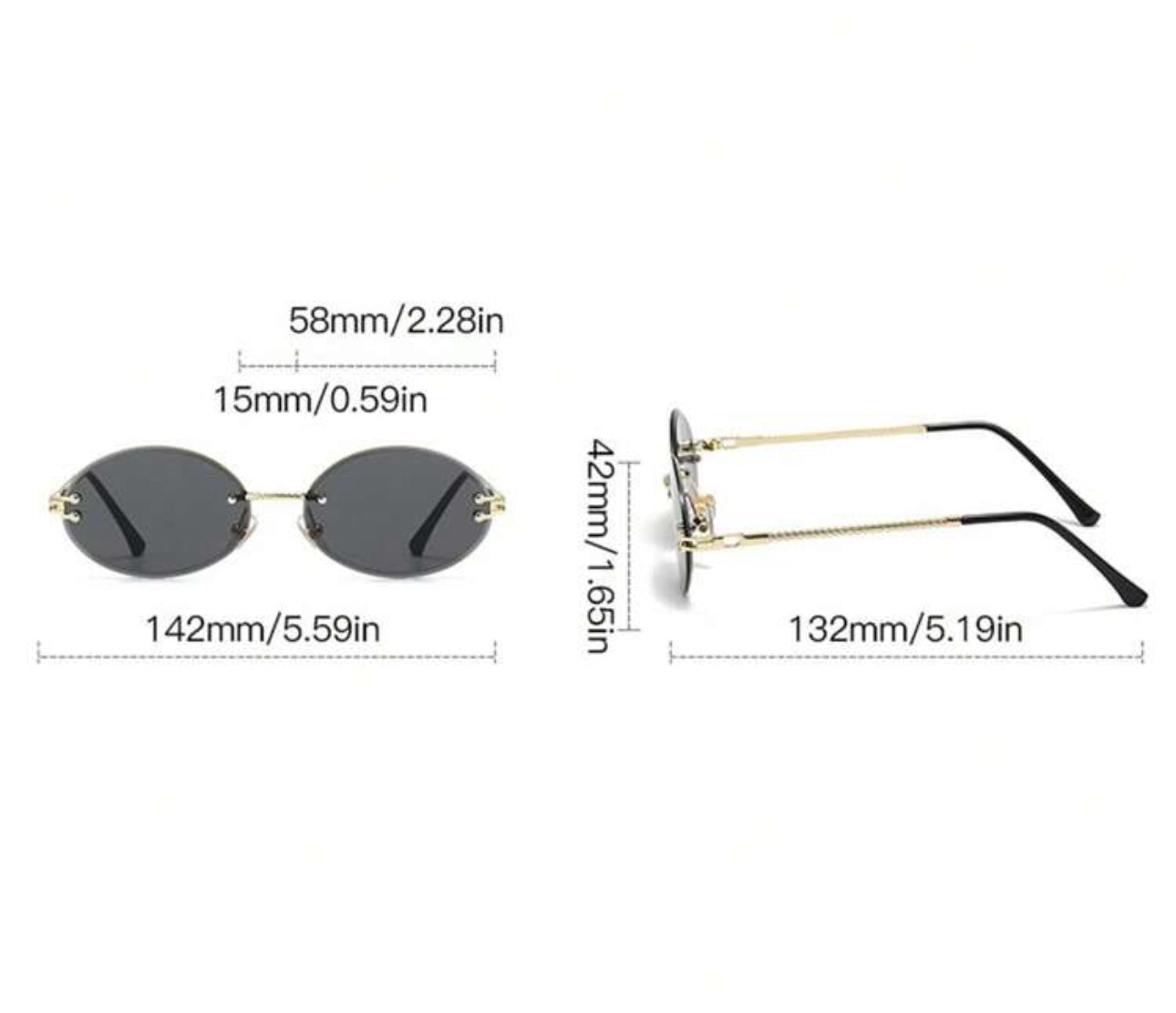 Rimless women's sunglasses oval