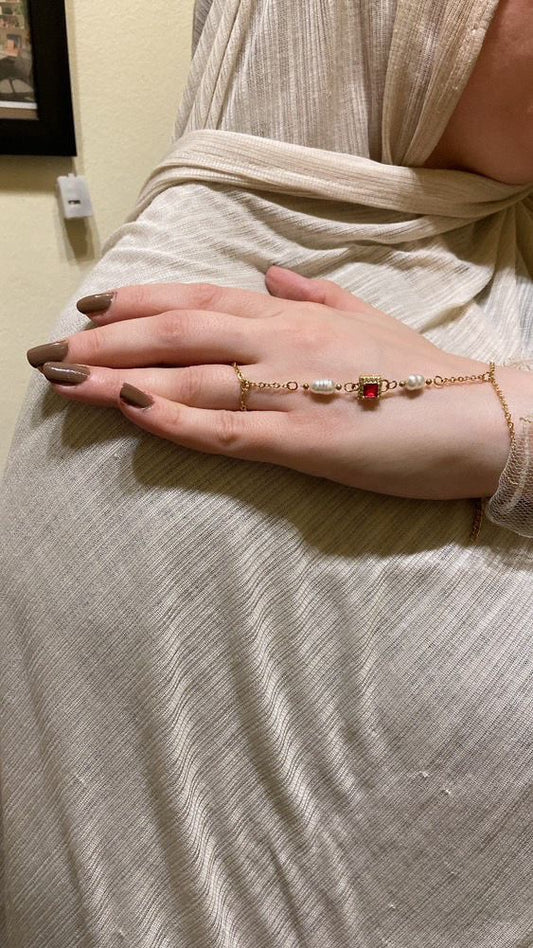 Crimson Glow Hand Chain