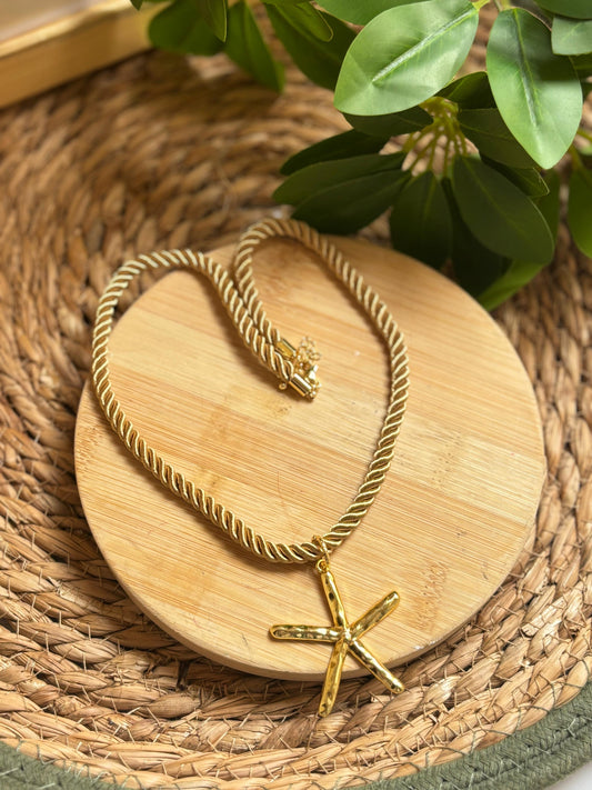 Golden Rope Starfish Necklace