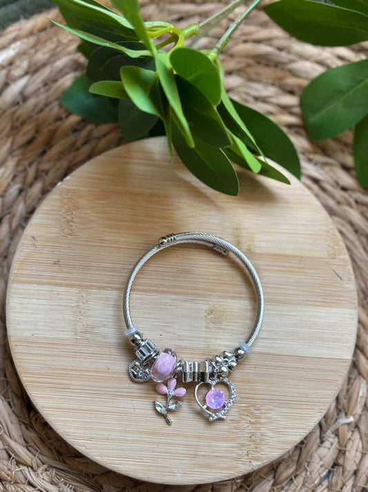 Pink flower bangle