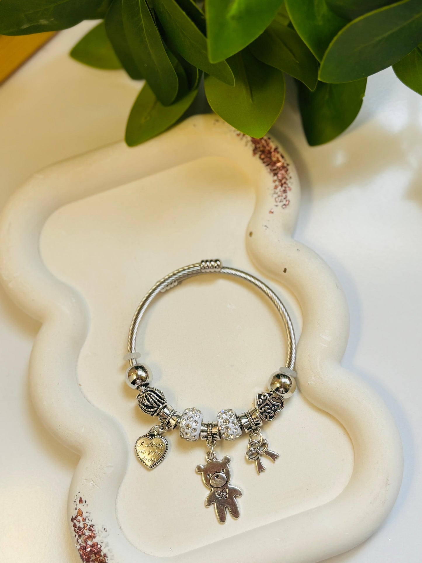 Bear charm bangle