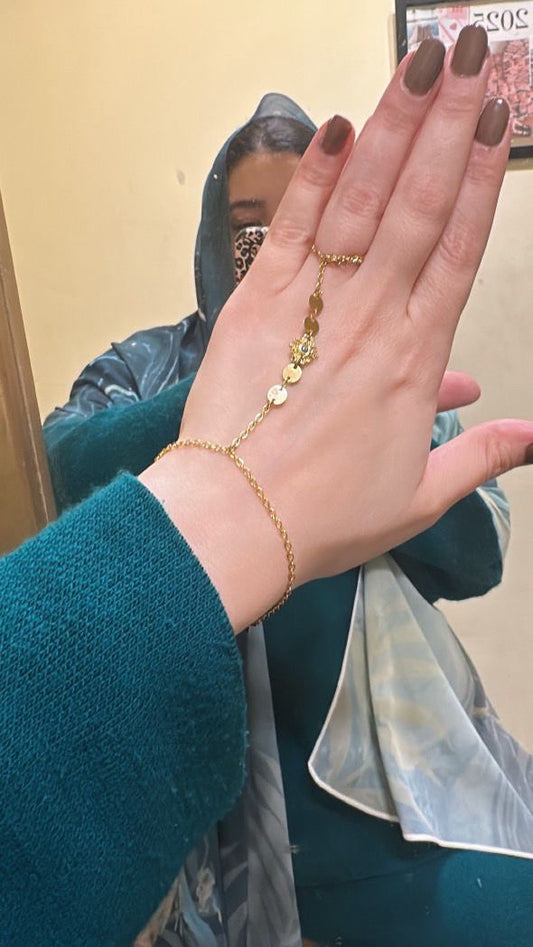 Golden round hand chain