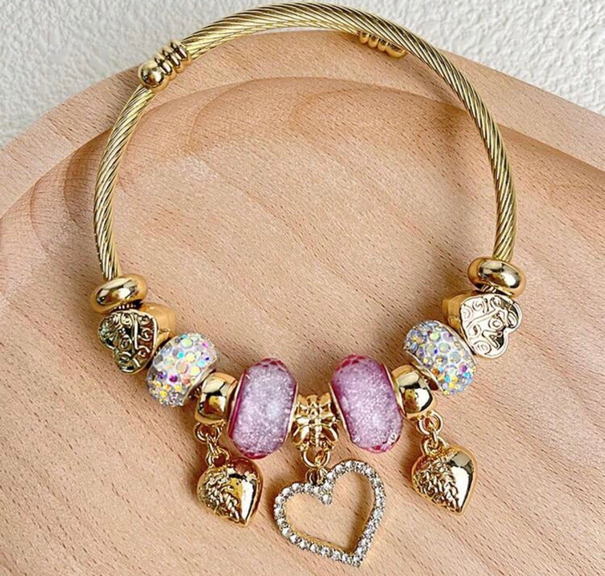 Pink pearl bangle