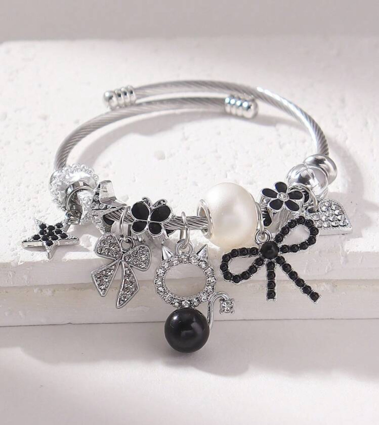 Rhinestone pearl bangle
