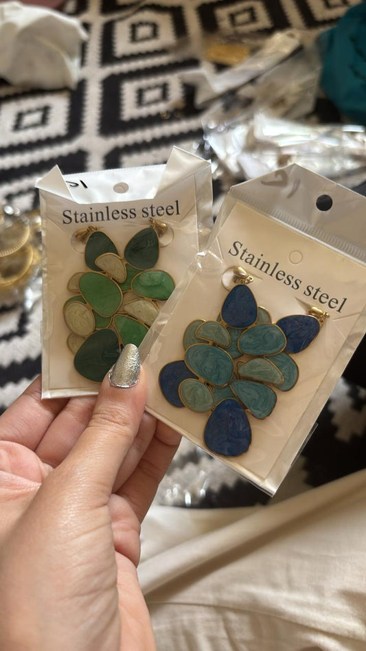 Green stone earrings
