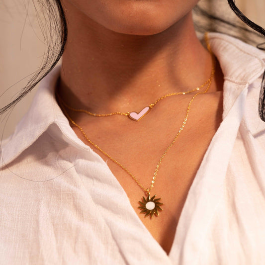 Heart With Sun Necklace - Yshmk