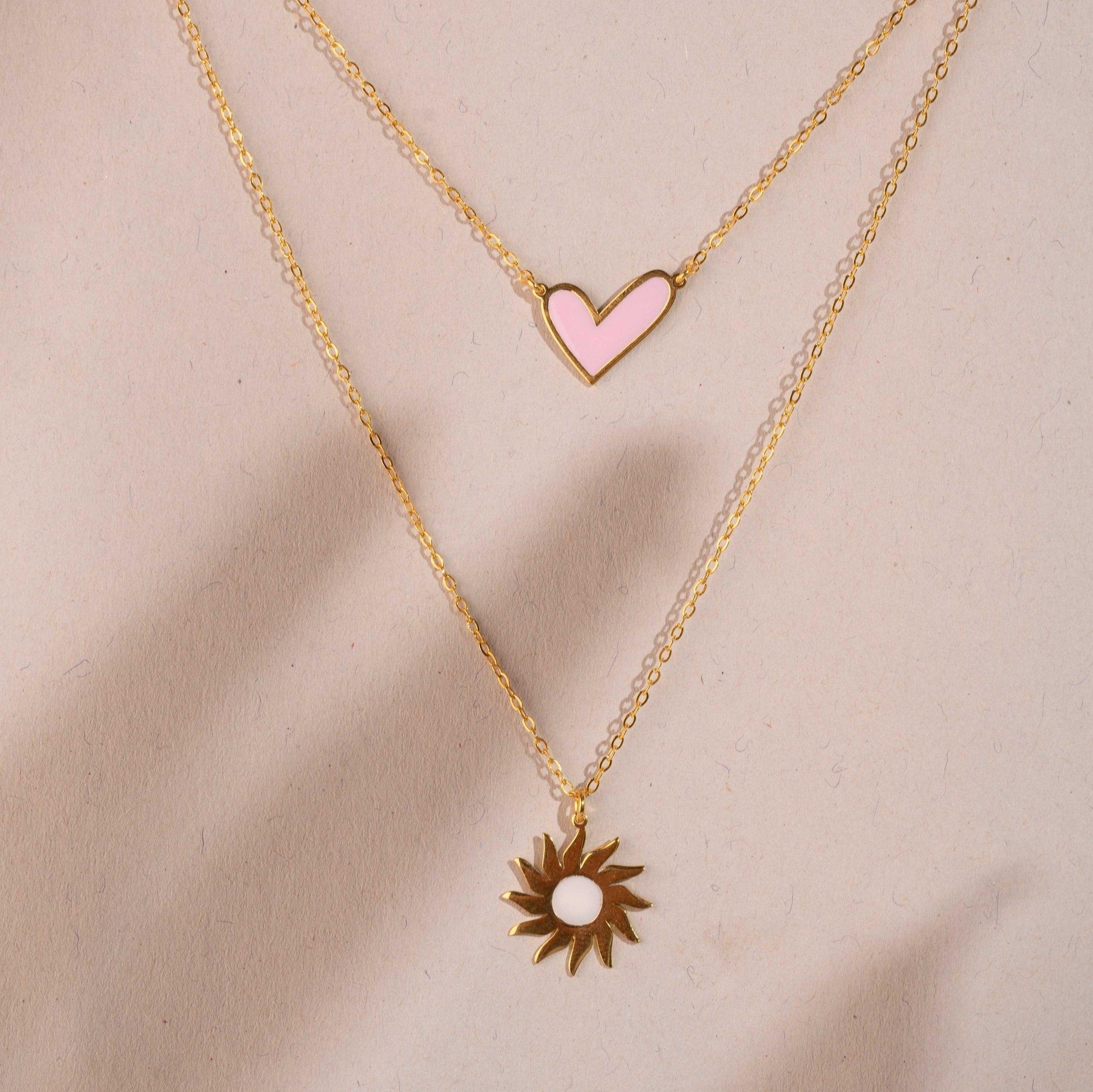 Heart With Sun Necklace - Yshmk