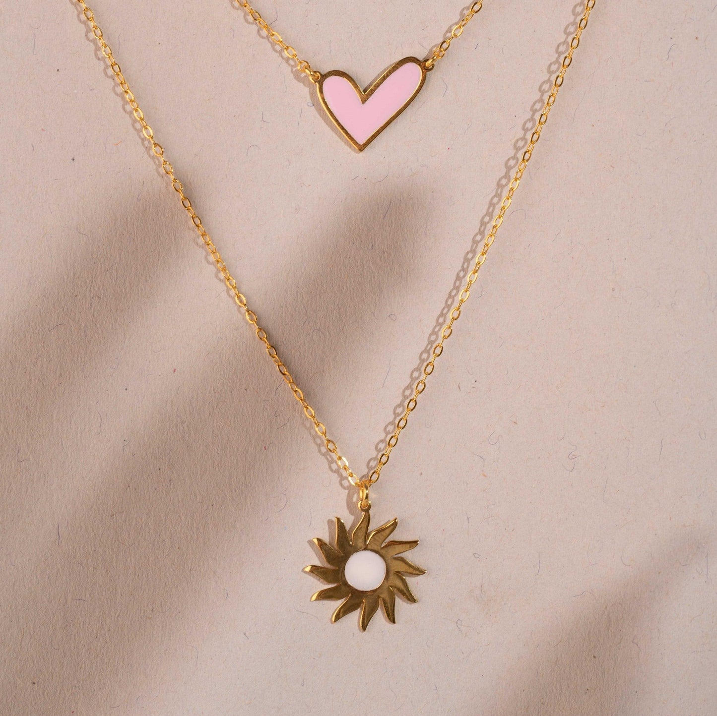 Heart With Sun Necklace - Yshmk