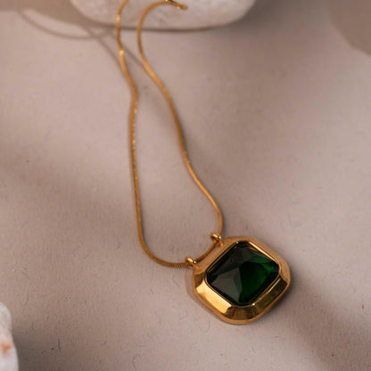 Green Stone Necklace - Yshmk